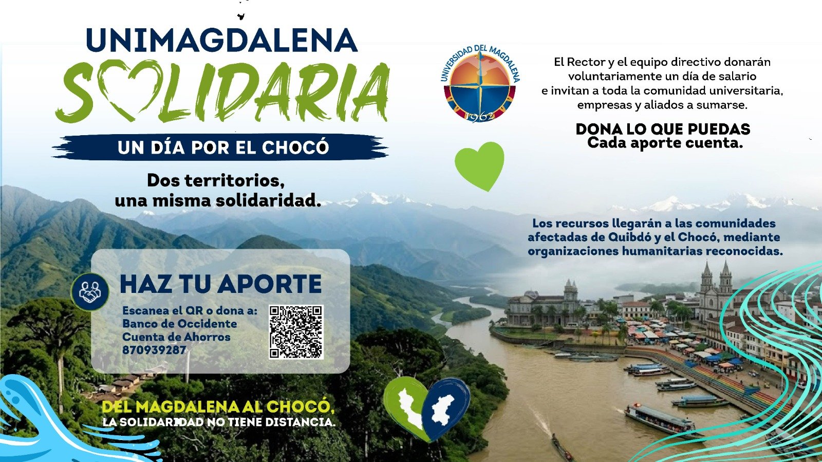UNIMAGDALENA convierte su solidaridad en ayuda para el Chocó