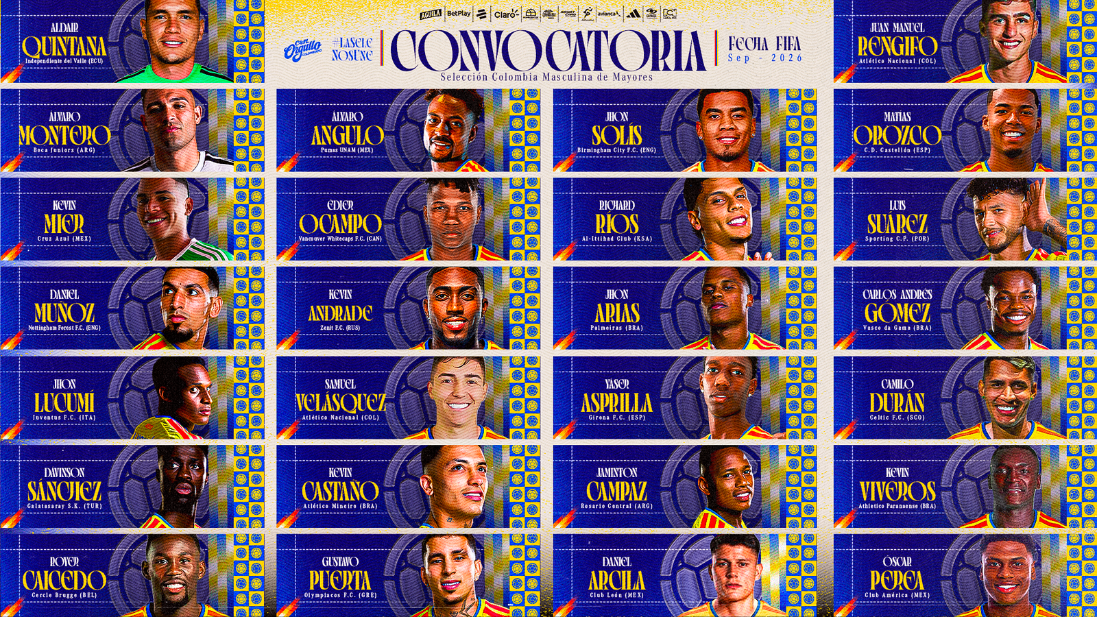 Convocatoria de la Selección Colombia de Mayores: amistosos internacionales de septiembre/octubre – 2026